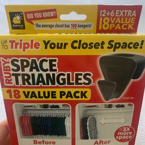 NIB Ruby - Space Triangles - 18 Value Pack - Closet Hangers - Space Savers - Picture 3 of 11